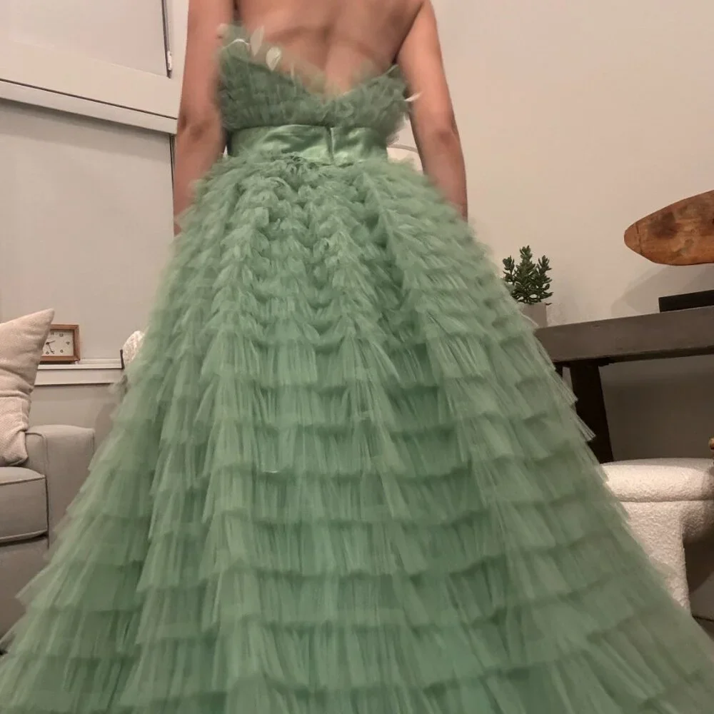 Green Ruffle Ball Gown - Picture 2 of 3